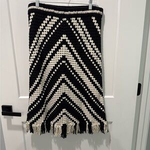 Cato hippie fringe crochet midi pencil skirt size large chevron pattern